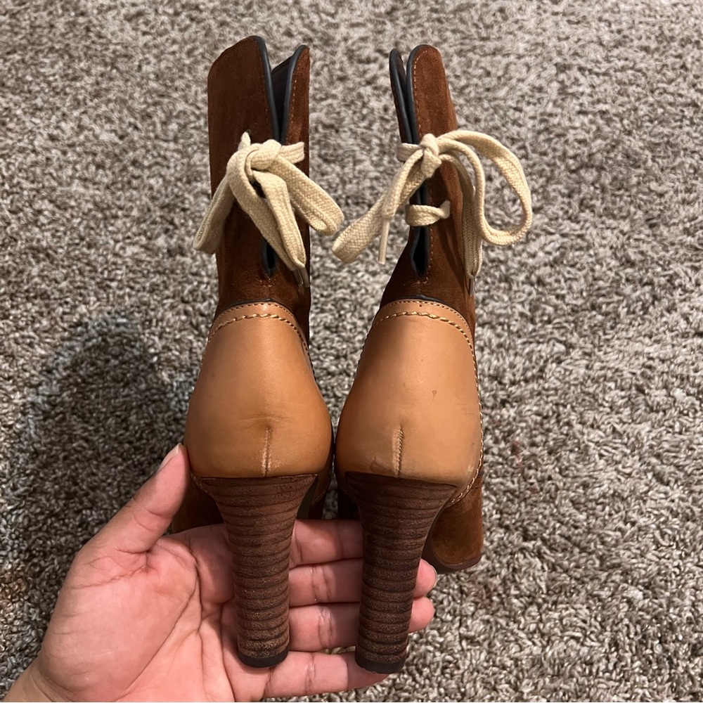 See by Chloe Elegant Brown Suede Ankle Boots size 37 1/2 - Picture 9 of 14